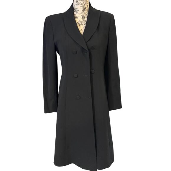 Emporio Armani Black Double-Breasted Long Coat | Made in Italy | IT 40 / US 4 - Picture 1 of 5